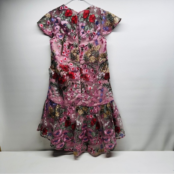 Chi Chi London peplum embroidered lance Floral Pink Dress size US 8 UK 12 - Picture 7 of 15